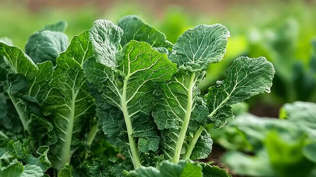 Vibrant Green Collard Greens in a Lush Garden