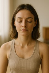 Calm woman with closed eyes