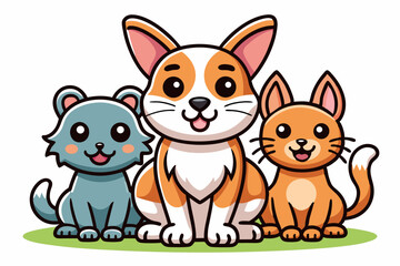Adorable and colorful cute animal vector illustration perfect for children's books, nursery decor, educational materials, stickers, greeting cards, and cartoon-themed designs. Features charming animal