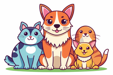 Adorable and colorful cute animal vector illustration perfect for children's books, nursery decor, educational materials, stickers, greeting cards, and cartoon-themed designs. Features charming animal