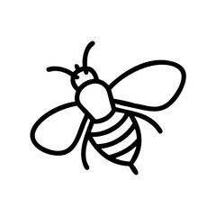 Outline illustration of a bee in simple design on white background  