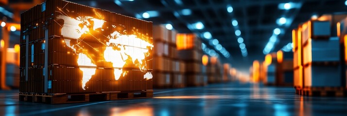 Fototapeta premium Global Trade and Logistics Network - Worldwide shipping, efficient supply chain, international commerce, import export, and distribution. Symbolizing globalization, connectivity, trade