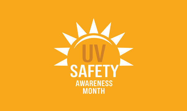 UV Safety Awareness Month is celebrated in July. Vector illustration banner highlighting the effects of ultraviolet light exposure on skin and promoting sun safety awareness.