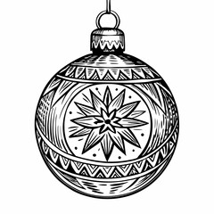 Fototapeta premium Ornate Black and White Christmas Ornament with Geometric Patterns