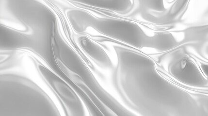 Fototapeta premium A close-up view of flowing, smooth, light gray fabric.