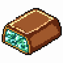 Obraz premium Retro Pixel Art Chocolate Bar with Mint Filling Illustration