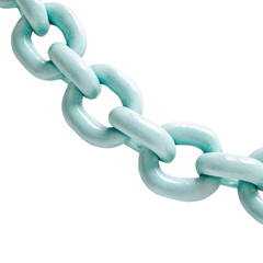 Pastel Blue Chain Links on White Background, Conceptual Bonding and Connection