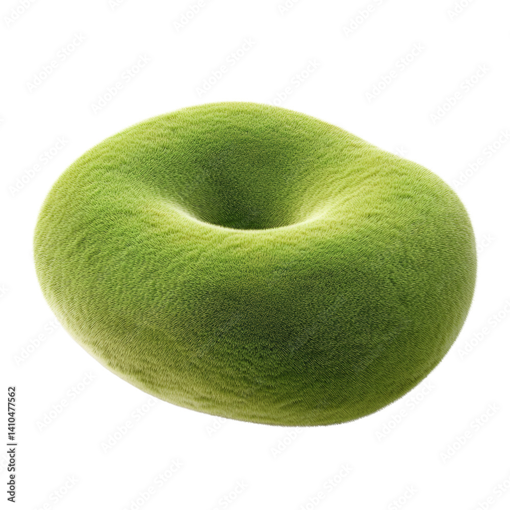 Poster abstract fluffy green torus shape with hole on isolated white background