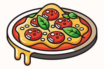 pizza with tomato and cheese