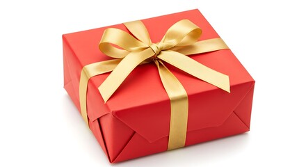 Obraz premium Wrapped gift with bow on white background