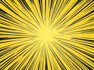 Full Frame Of Vibrant Yellow Comic Zoom Radial Lines Background