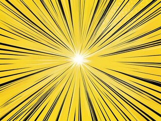 Full Frame Of Vibrant Yellow Comic Zoom Radial Lines Background
