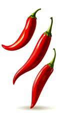 Three red hot chili peppers