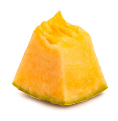 sliced cantaloupe path isolated on white