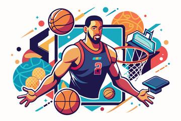 Dynamic and energetic sport vector illustration showcasing athletic activities and fitness themes. Perfect for use in posters, banners, team logos, sportswear design, event promotions, gym branding, w