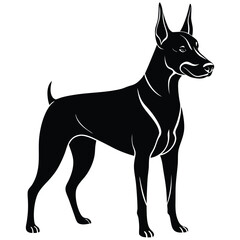 Cute black and white dog vector illustration, an isolated happy canine pet