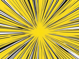 Full Frame Of Vibrant Yellow Comic Zoom Radial Lines Background