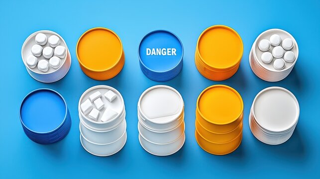 Toxic materials warning safety hazard visual guide clean background straight-on view awareness concept