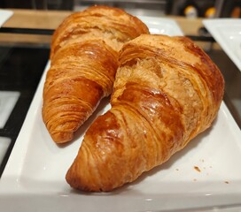 Freshly made croissants. Fast food. Breakfast.
