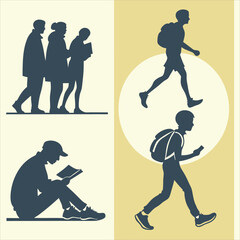 people silhouette vector icon set 