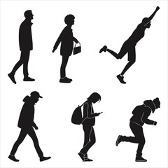 people silhouette vector icon set 