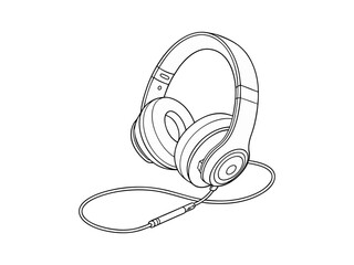 Line art illustration of Beats headphones. This black and white line drawing showcases a pair of Beats headphones.