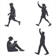 people silhouette vector icon set 
