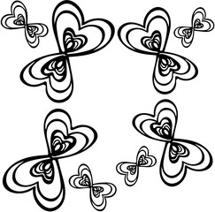 Symmetrical floral design with heart-shaped butterflies