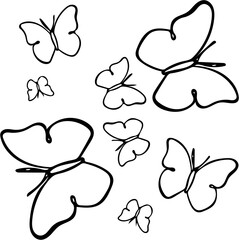 Outline Butterfly Illustration – Minimalist Line Drawing on White