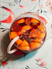 A pitcher of fresh sangria Spanish recipe