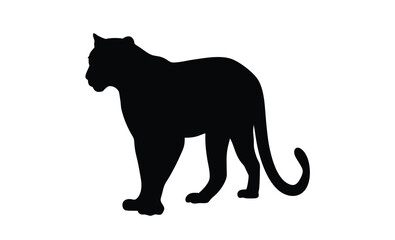 Black panther silhouette, Wild cat vector, Panther animal graphic, Jungle predator illustration