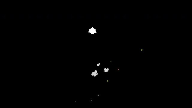 Pack of 8 2d cartoon ricochet and impact effects. Elements on a transparent background with an alpha channel and a green background to choose from