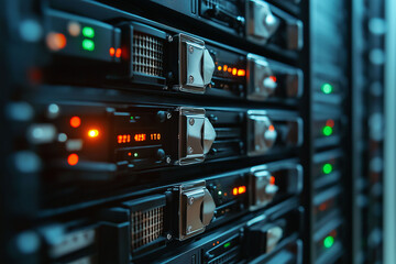 Fototapeta premium Cloud data orchestration integration. Storage data optimization infrastructure. AI-optimized cloud orchestration system for efficient resource balancing.