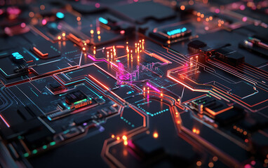 Fototapeta premium Cloud data orchestration integration. Storage data optimization infrastructure. Cloud-based architecture flow with orchestration system illustration