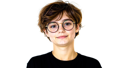 Obraz premium A young woman wearing a black shirt and glasses