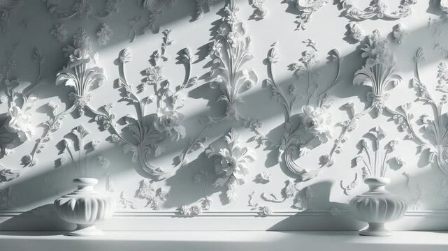 light gray baroque wall covering