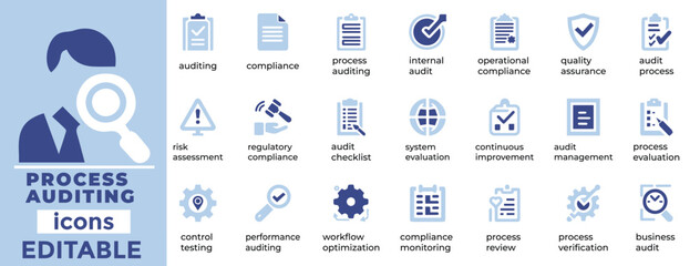 Professional process auditing vector sets for compliance, workflow checks, quality control, and internal audits