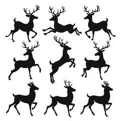 Obraz premium Vector reindeer icons in silhouette style ideal for seasonal graphics