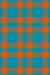 Vibrant teal and orange plaid pattern.  Perfect for textile design, website backgrounds, or crafting projects. This bold geometric design evokes feelings of warmth and energy.