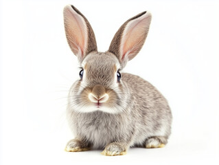 Obraz premium Fluffy white rabbit, a cute small mammal with soft fur, isolated on white