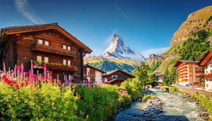Fototapeta premium swiss alpine village
