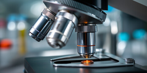 High-Powered Optical Microscope in a Modern Laboratory Setting