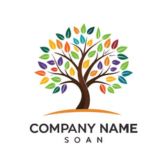 Fototapeta premium Colorful tree logo with leaves