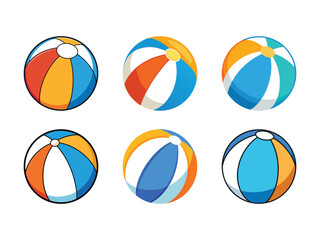 Obraz premium Colorful inflatable beach ball illustrations silhouette isolated on white background