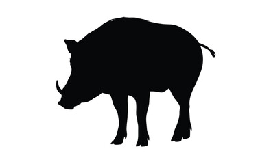 Wild boar silhouette, Boar vector icon, Forest animal graphic, Boar illustration on white background