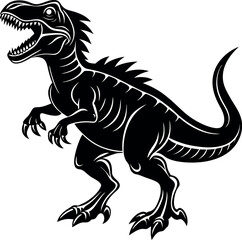 Aggressive Raptor Silhouette Vector – Fierce Dinosaur Clipart with Spikes for Monster or Game Art