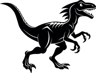 Velociraptor Dinosaur Silhouette Vector – Running Raptor Clipart for Prehistoric and Jurassic Designs
