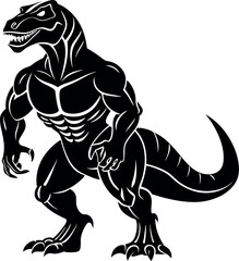 Muscular Dinosaur Warrior Vector – Powerful Lizard Beast Clipart for Fantasy and Comic Themes

