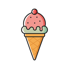 Ice cream cone icon silhouette vector with white background
