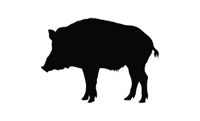 Wild boar silhouette, Boar vector icon, Forest animal graphic, Boar illustration on white background